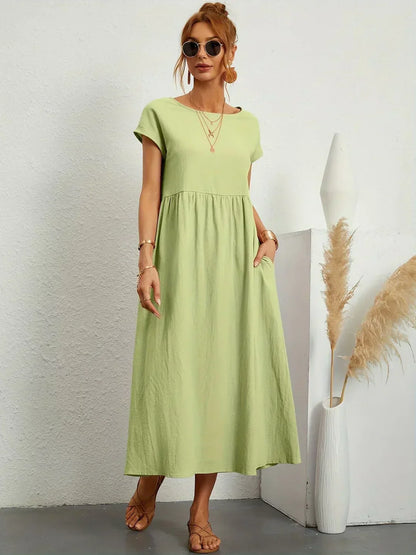 Robe Légère En Coton Doux Avec Poches